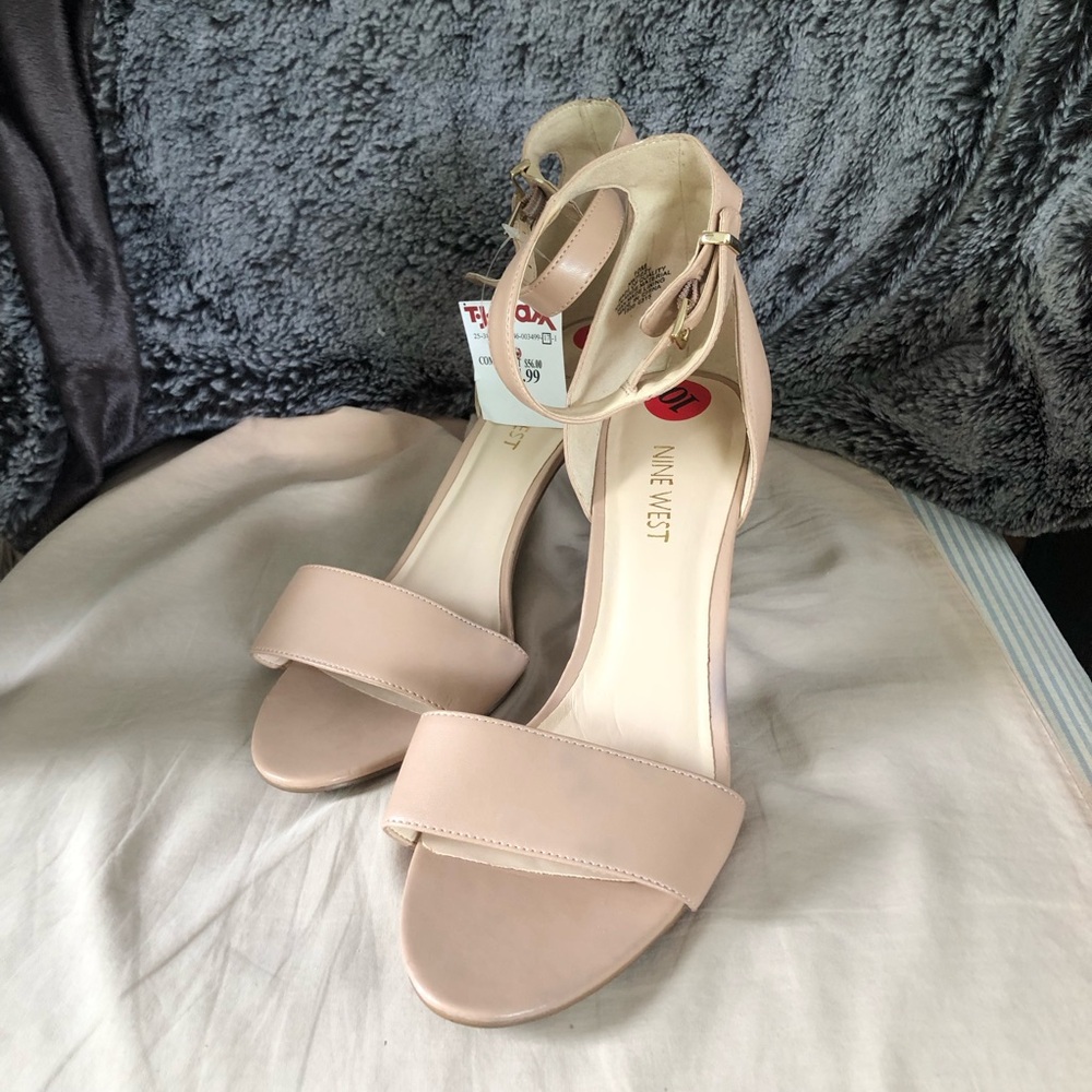 NWT Nine West Nude Ankle-Strap Stiletto Sandals